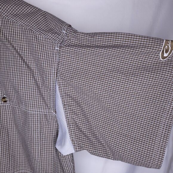 Drake Waterfowl Shirt Mens 2XL Brown Check Vented - Picture 4 of 11